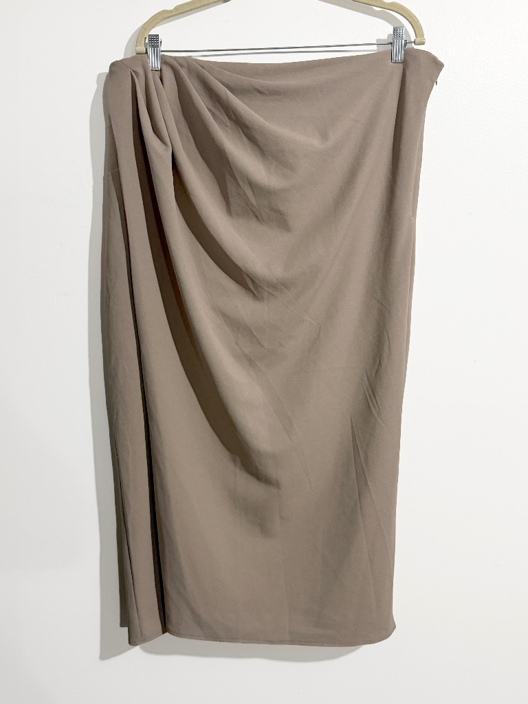 Abercrombie & Fitch Light Taupe Gathered Midi Skirt Size Extra Large Nwt